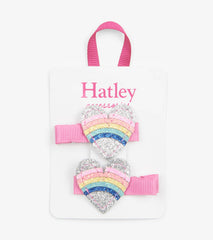 Rainbow Hearts Glitter Hair Clips | Hatley For Girls