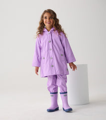 Girls Lilac Button-Up Rain Jacket | Hatley For Girls