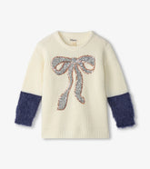 Girls Sequin Bow Fluffy Sleeve Sweater | Hatley Girls
