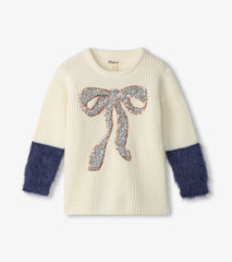 Girls Sequin Bow Fluffy Sleeve Sweater | Hatley Girls