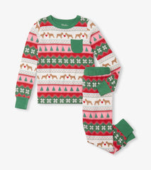 Girls Puppy Hearts Fair Isle Bamboo Pajama Set | Hatley
