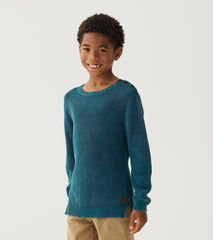 Boys Moroccan Blue Button Neck Sweater | Hatley US Boys