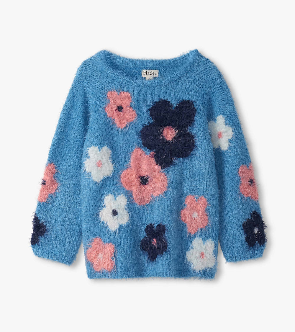 Girls Floral Cluster Furry Sweater | Hatley Sale Girls