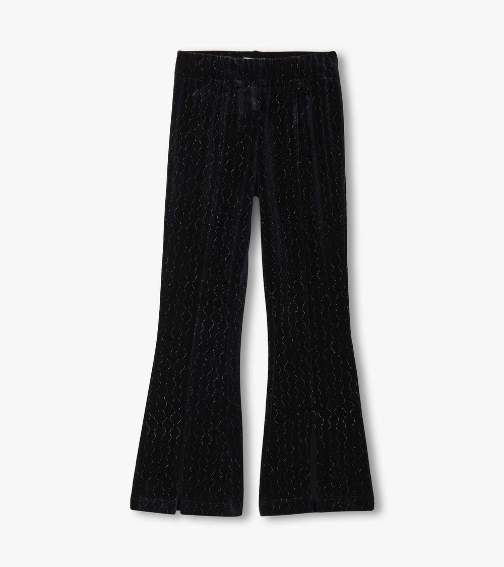 Girls Black Sparkle Wave Velour Flared Pants | Hatley Sale Girls