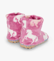 Girls Beautiful Horses Fuzzy Fleece Slippers | Hatley For Girls