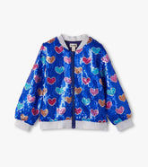Girls Bursted Hearts Sequin Bomber Jacket | Hatley Girls