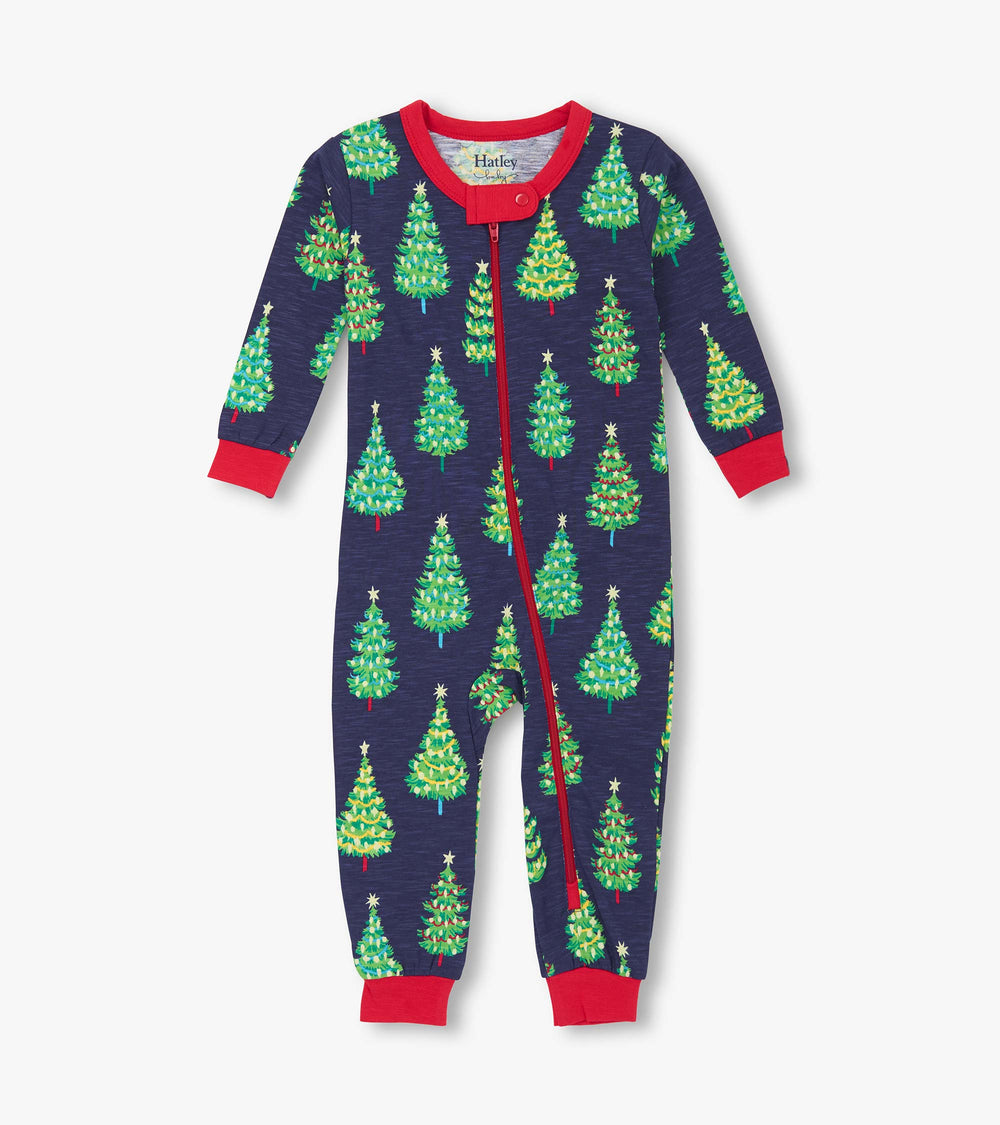 Baby Boys Bottle Brush Trees Glow in the Dark Cotton Sleeper | Hatley Outlet Baby & Toddler