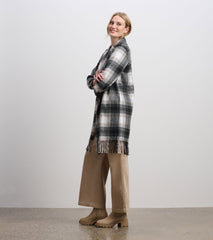 Fringe Jacket - Black and Taupe Plaid | Hatley Outlet Women