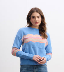 Pointelle Wave Sweater - Sky Blue Ripple | Hatley Women