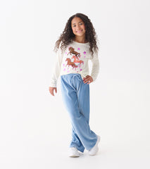 Girls Cornflower Blue Pleated Velour Relaxed Pants | Hatley Outlet Girls