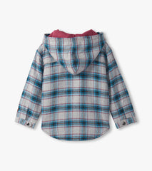 Boys Charcoal and Maroon Plaid Lined Hooded Jacket | Hatley Discount Boys