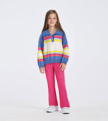 Girls Royal Colorblock Johnny Collar Sweater | Hatley Discount Girls