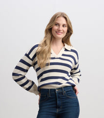 Johnny Collar Sweater - Nautical Stripes | Hatley Discount Women