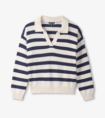 Johnny Collar Sweater - Nautical Stripes | Hatley Discount Women