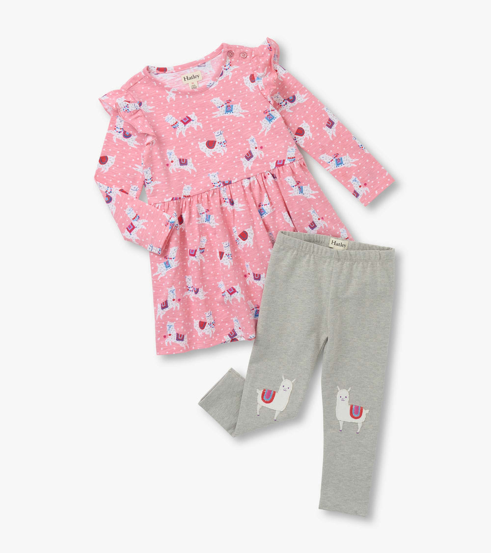 Baby & Toddler Girls Dancing Alpacas Ruffle Sleeve Dress and Legging S | Hatley Baby & Toddler