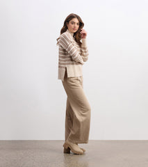 Mock Neck Sweater - Double Stripe Camel | Hatley US Women