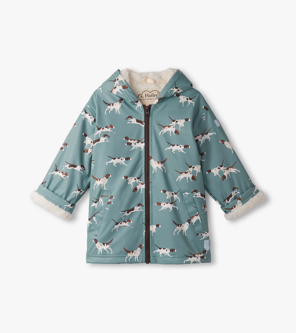 Boys Hunting Dogs Sherpa Lined Zip-Up Rain Jacket | Hatley