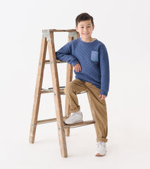 Boys Ensign Blue Quilted Pullover | Hatley