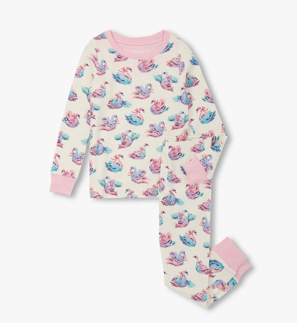 Girls Elegant Swans Cotton Pajama Set | Hatley Discount Girls