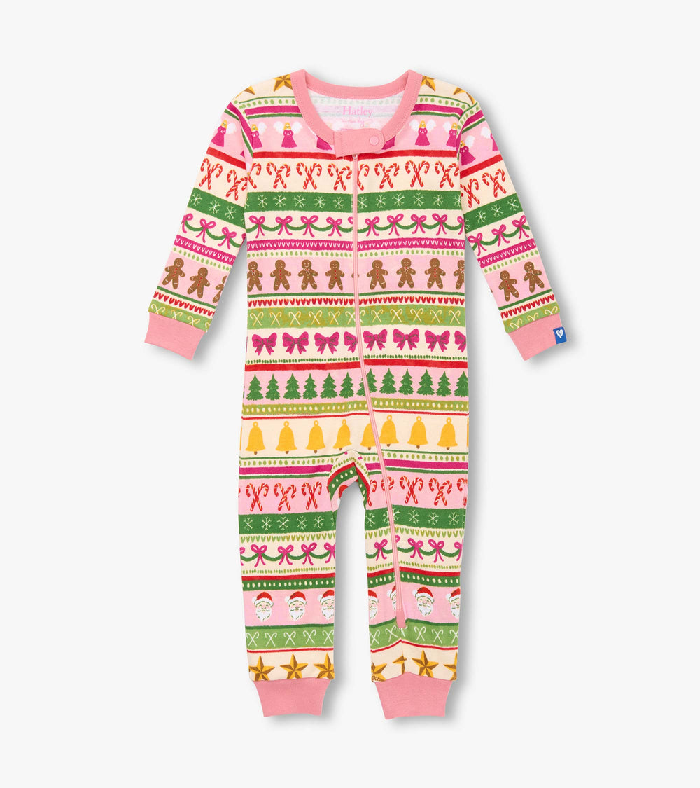 Baby Girls Pink Fun Fair Isle Cotton Sleeper | Hatley Onsale Baby & Toddler