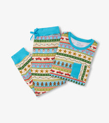 Men's Blue Fun Fair Isle Cotton Pajama Set | Hatley Outlet Women