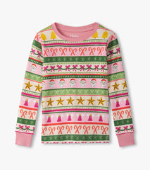 Girls Pink Fun Fair Isle Cotton Pajama Set | Hatley For Girls