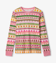 Women's Pink Fun Fair Isle Cotton Pajama Set | Hatley Onsale Women