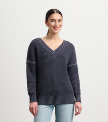 V-Neck Slouchy Sweater - Faded Grey | Hatley Discount Women