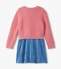 Girls Flamingo Pink Mix Media Dress | Hatley Outlet Girls