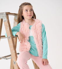 Girls Pale Pink Feather Faux Fur Vest | Hatley Onsale Girls