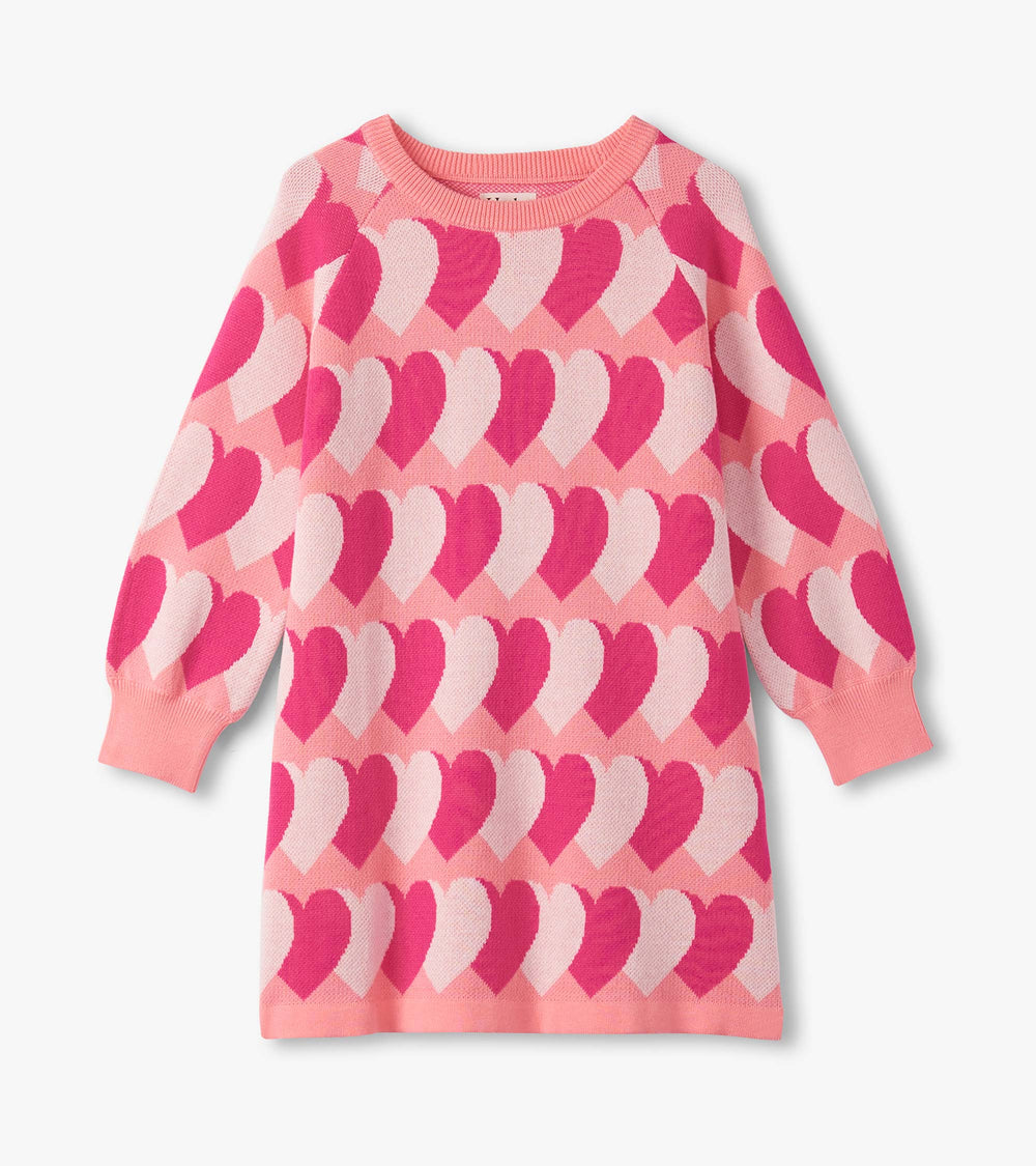 Girls Graphic Hearts Swing Sweater Dress | Hatley Sale Girls