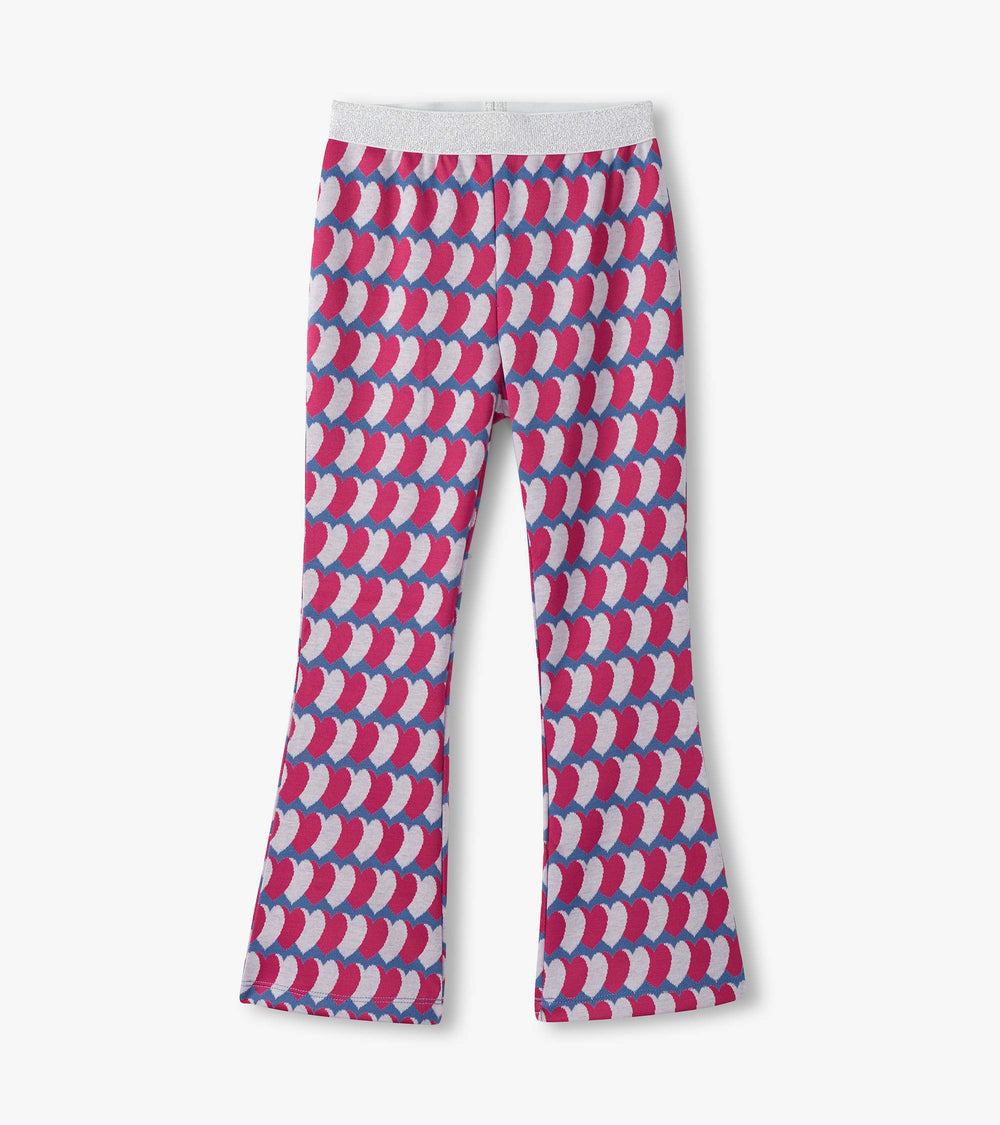 Girls Graphic Hearts Fun Waist Flare Pants | Hatley Sale Girls