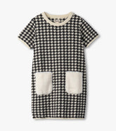 Girls Houndstooth Sweater Dress with Faux Fur Pockets | Hatley Outlet Girls