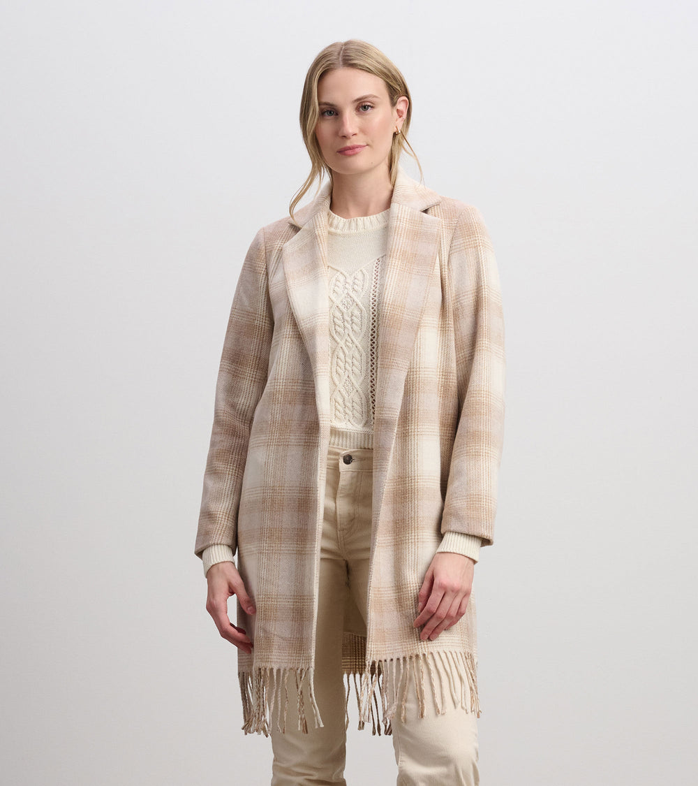 Fringe Jacket - Light Taupe Plaid | Hatley US Women