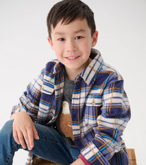 Boys Mountain Top Plaid Fleece Button-Up Shirt | Hatley