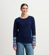 Jacquard Cuff Sweater - Navy | Hatley For Women