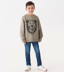 Boys Oatmeal Bear Crew Neck Sweater | Hatley