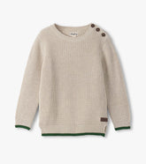 Boys Oatmeal Melange Button Neck Sweater | Hatley US Boys