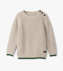 Boys Oatmeal Melange Button Neck Sweater | Hatley US Boys