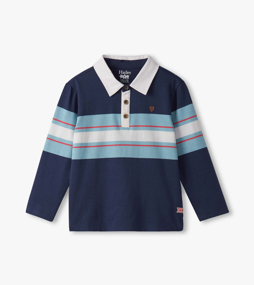 Boys Blue Stripes Rugby Polo | Hatley For Boys