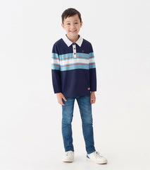Boys Blue Stripes Rugby Polo | Hatley For Boys