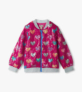 Girls Pink Busted Hearts Sequin Bomber Jacket | Hatley US Girls