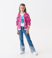 Girls Pink Busted Hearts Sequin Bomber Jacket | Hatley US Girls
