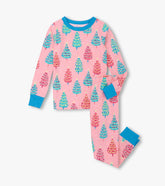Girls Pink Bottle Brush Trees Glow in the Dark Cotton Pajama Set | Hatley Sale Girls