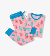 Women's Pink Bottle Brush Trees Glow in the Dark Cotton Pajama Set | Hatley Discount Women