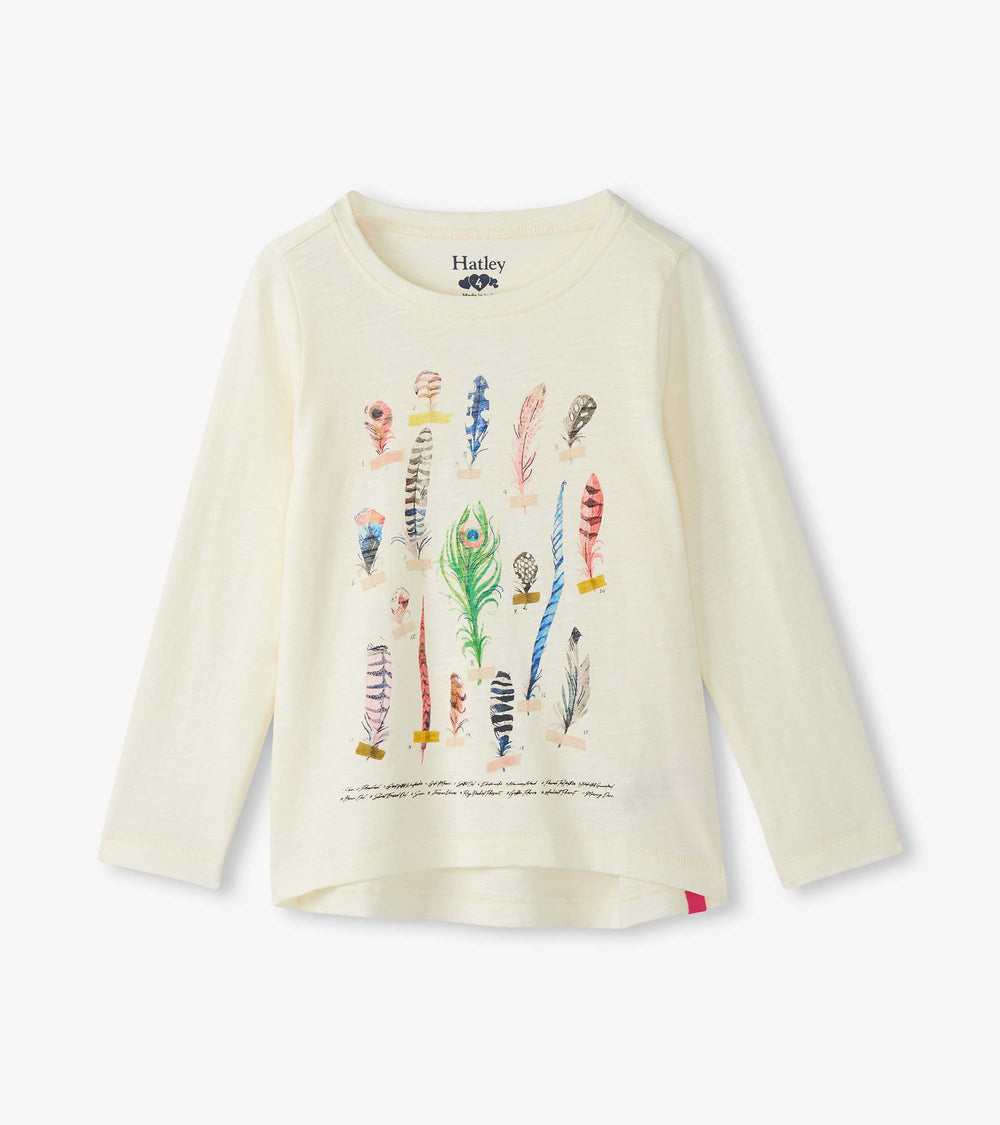 Girls Feathers Long Sleeve Graphic Tee | Hatley For Girls