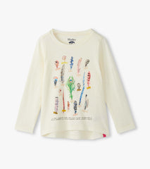 Girls Feathers Long Sleeve Graphic Tee | Hatley For Girls