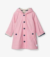 Girls Pink & Navy Button-Up Rain Jacket | Hatley US Girls