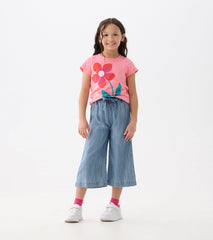 Girls Smokey Blue Wash Cropped Paperbag Pants | Hatley Outlet Girls