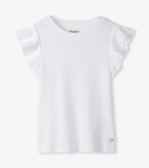 Girls White Ruffle Sleeve Tank | Hatley Discount Girls